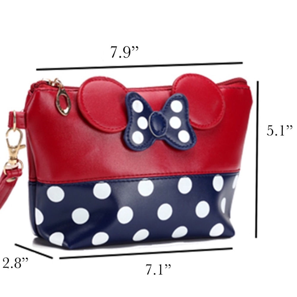 Minnie Mouse Blue & Red Makeup Cosmetic Bag - Picture 8 of 8